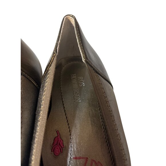 Ros Hommerson Womens Metallic Bronze Leather Ballet Flats Round Toe Size 7 Slip- - Picture 3 of 6